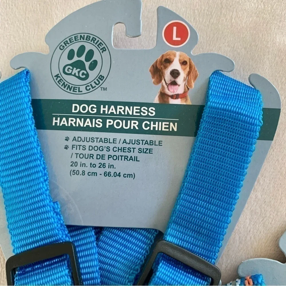 Greenbriar Kennel Club Adjustable Dog Harness Nylon Blue Size Large Chest 20-26